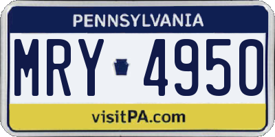 PA license plate MRY4950