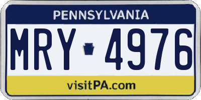 PA license plate MRY4976