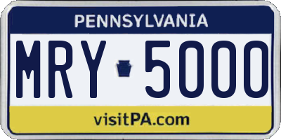 PA license plate MRY5000
