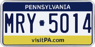 PA license plate MRY5014