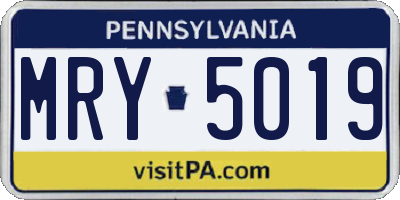 PA license plate MRY5019