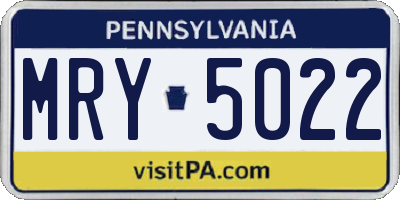 PA license plate MRY5022
