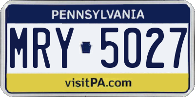 PA license plate MRY5027