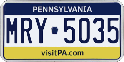 PA license plate MRY5035