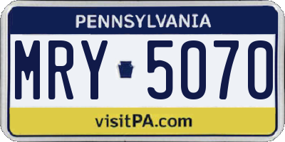 PA license plate MRY5070