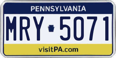 PA license plate MRY5071