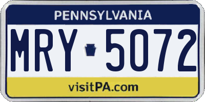 PA license plate MRY5072