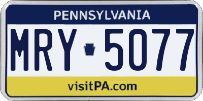 PA license plate MRY5077