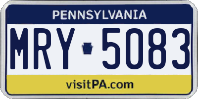 PA license plate MRY5083