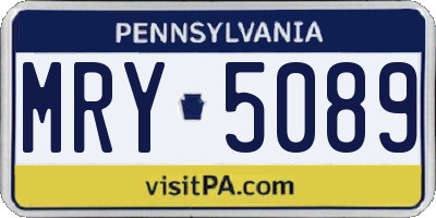 PA license plate MRY5089