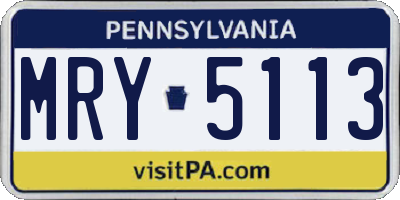 PA license plate MRY5113