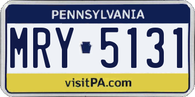 PA license plate MRY5131