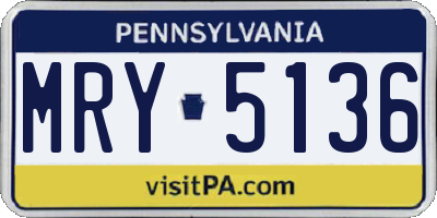 PA license plate MRY5136