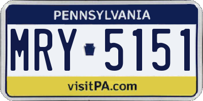 PA license plate MRY5151