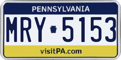 PA license plate MRY5153
