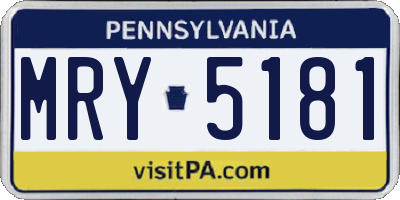 PA license plate MRY5181