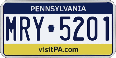 PA license plate MRY5201