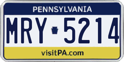 PA license plate MRY5214