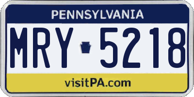 PA license plate MRY5218