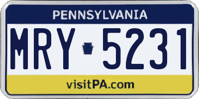 PA license plate MRY5231