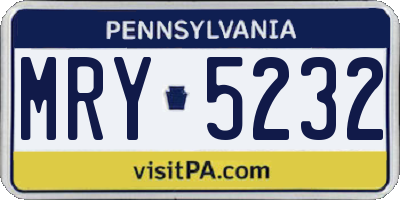 PA license plate MRY5232