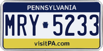 PA license plate MRY5233