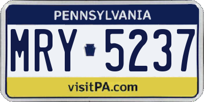 PA license plate MRY5237