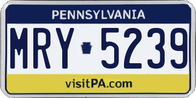 PA license plate MRY5239