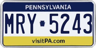 PA license plate MRY5243