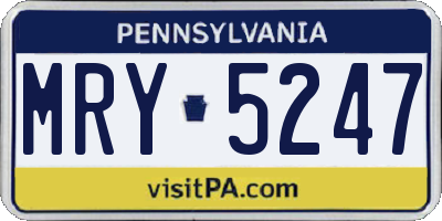 PA license plate MRY5247