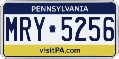 PA license plate MRY5256