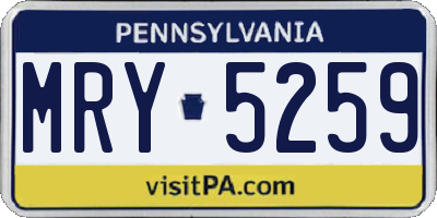 PA license plate MRY5259