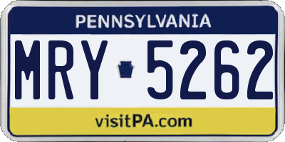 PA license plate MRY5262