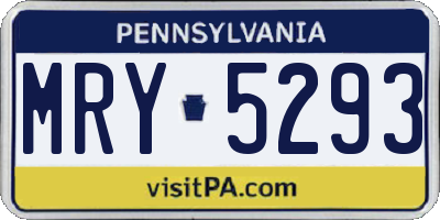 PA license plate MRY5293