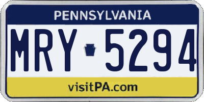 PA license plate MRY5294