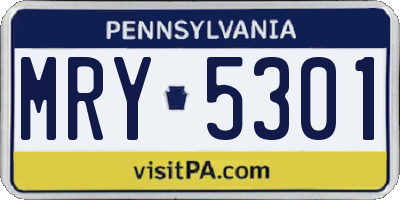 PA license plate MRY5301