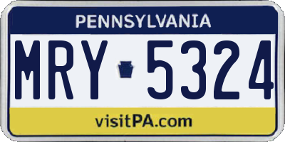 PA license plate MRY5324