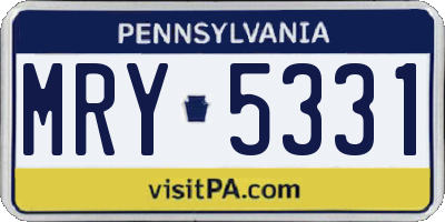 PA license plate MRY5331