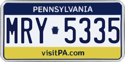 PA license plate MRY5335