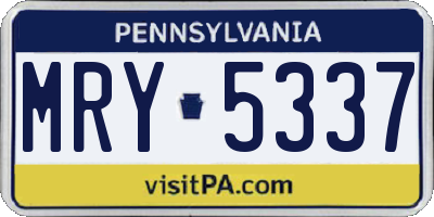 PA license plate MRY5337
