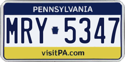 PA license plate MRY5347