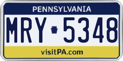 PA license plate MRY5348