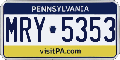 PA license plate MRY5353