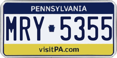PA license plate MRY5355
