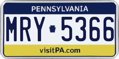 PA license plate MRY5366