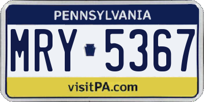 PA license plate MRY5367