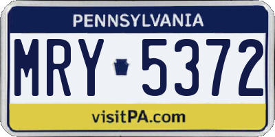 PA license plate MRY5372