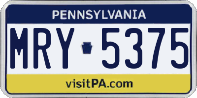 PA license plate MRY5375