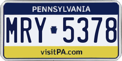 PA license plate MRY5378