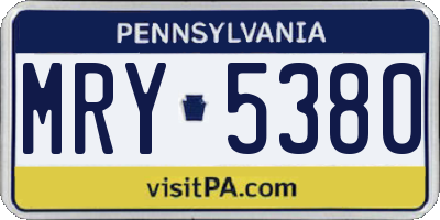 PA license plate MRY5380
